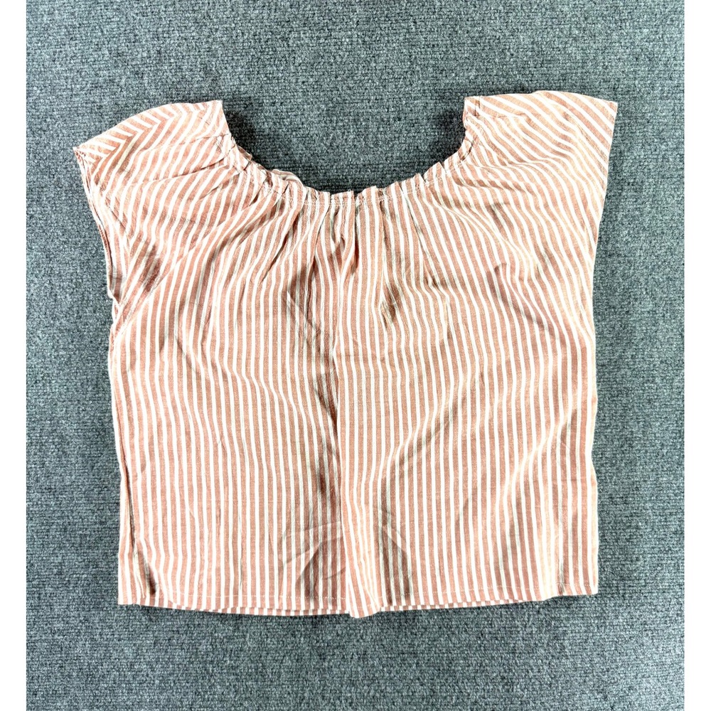 LC Lauren Conrad Womens Striped Tie Back Sleeveless Blouse Orange White Medium